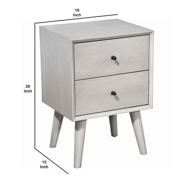 Shop Mid Century Modern Wooden Nightstand With 2 Drawers And Slanted Legs Gray On Sale Overstock 31998623