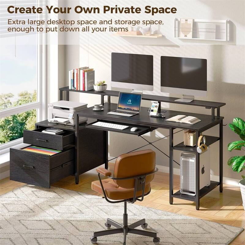 Computer Desk 65" with File Drawer