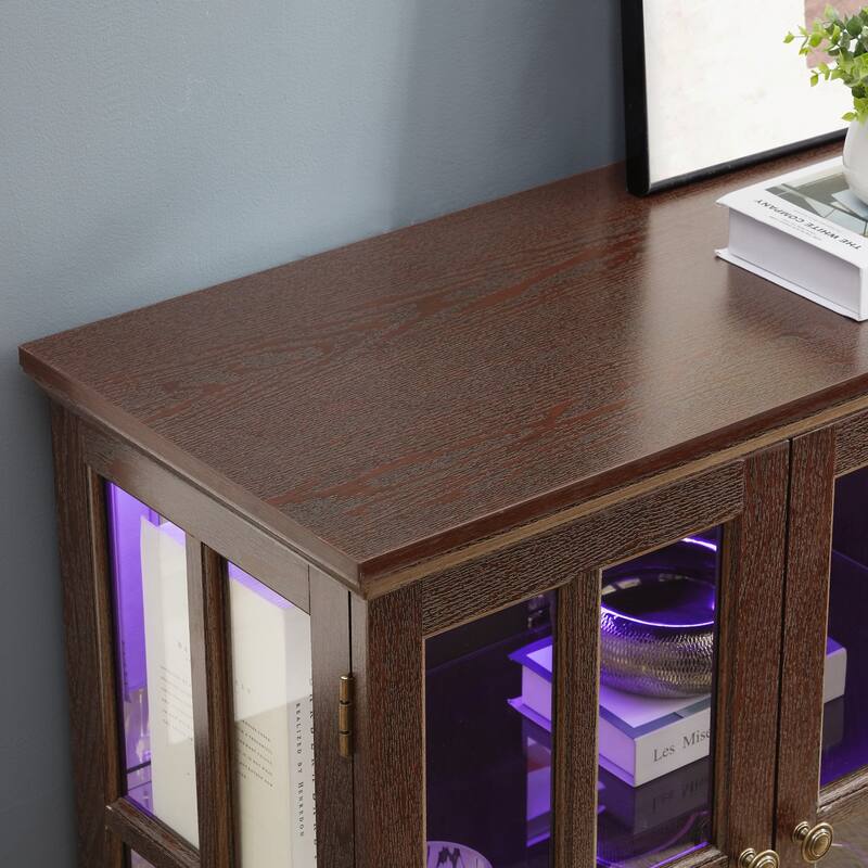 LED Curio Display Cabinet Antique Display Cabinet with Glass Doors