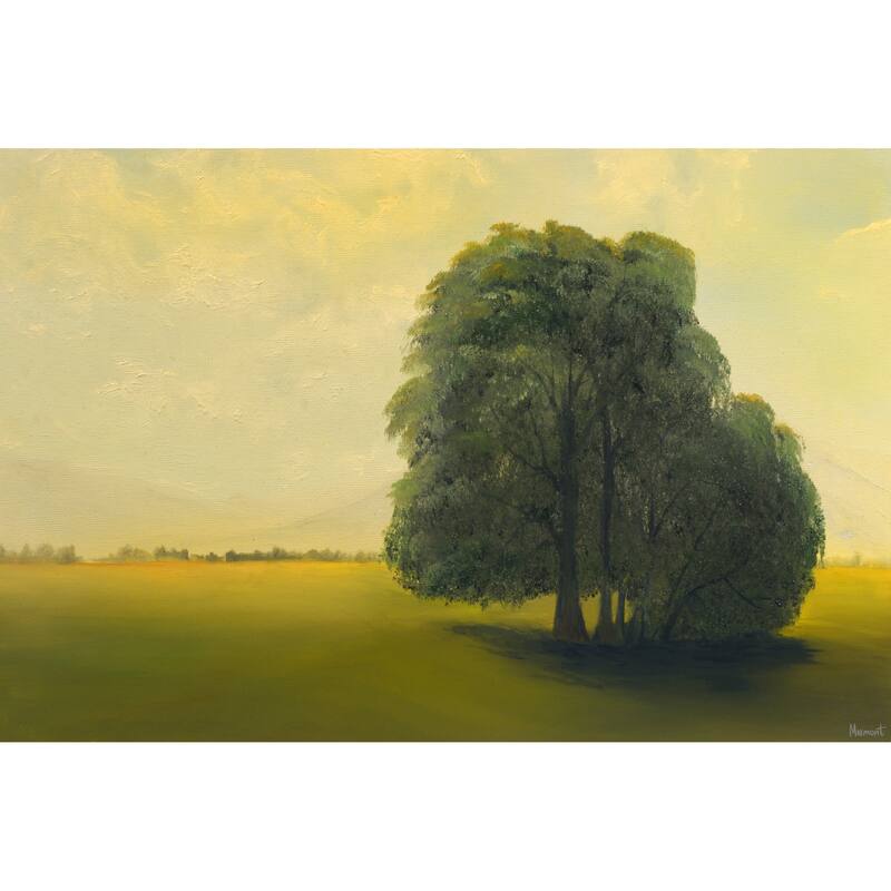 'Green Fields and Lone Tree' Painting Print on Wrapped Canvas