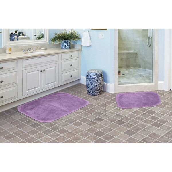 Finest Luxury Washable Nylon Shag Bath Rug or Set in Purple On Sale Bed Bath Beyond 25719777