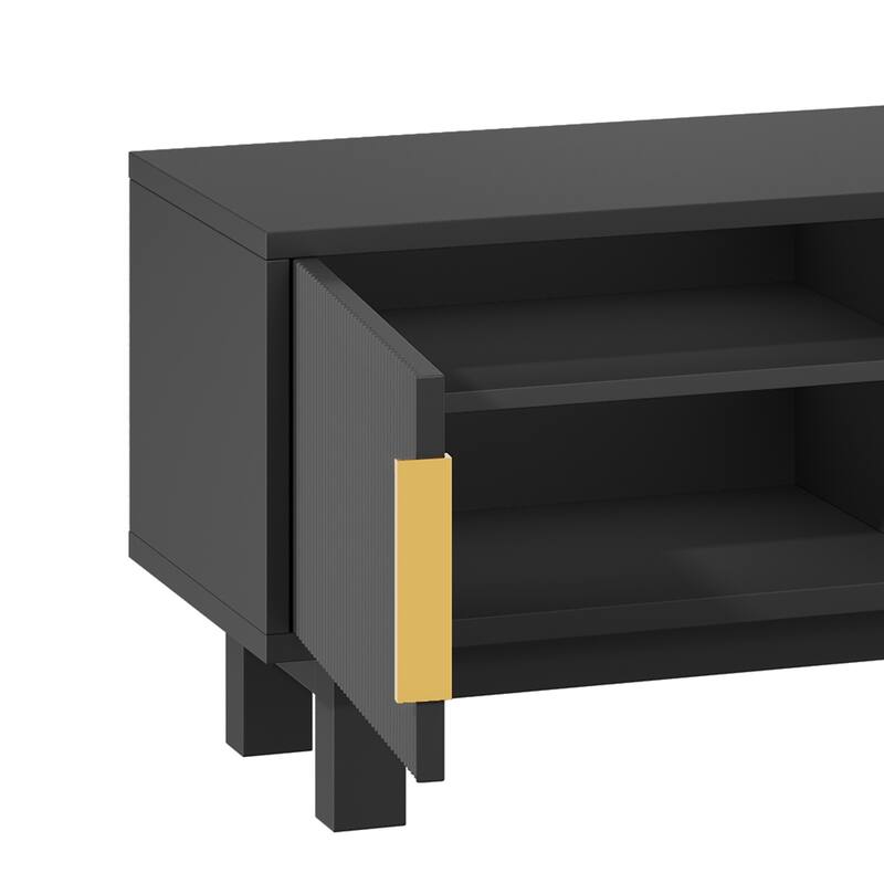 Moasis 59"W Fluted TV Stands for TVs up to 65 Inches, Entertainment Center with Power Outlets