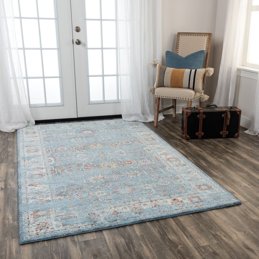 Alora Decor Infinity Collection Blue Floral Rug