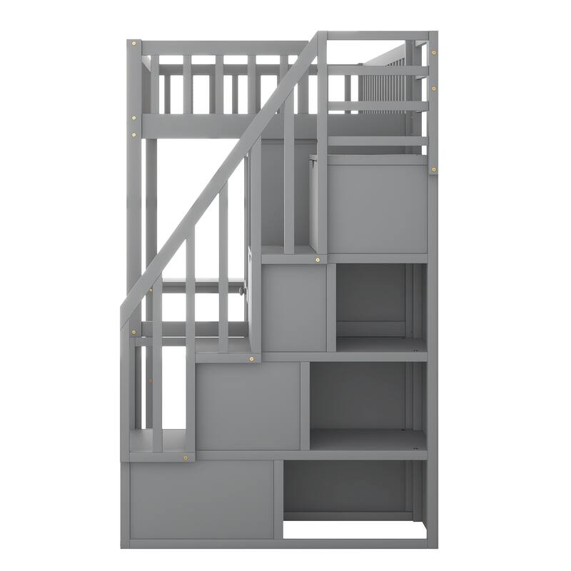 Loft Bed with Bookshelf,Drawers,Desk,and Wardrobe