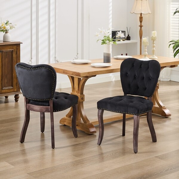 Stylish Comfy Backrest Dining Chairs, Vintage Tufted