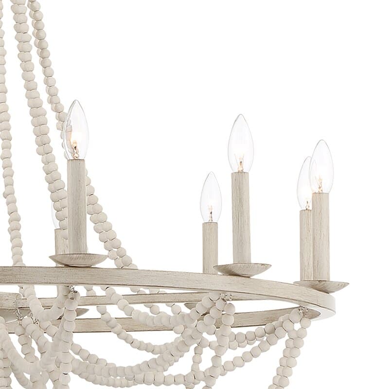 Fidenza 12-light Empire Farmhouse Solid Wood Beaded Chandelier with UL Certified - 37 inches