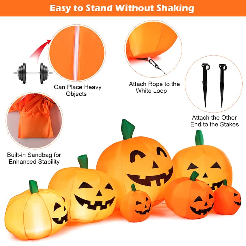 Halloween Inflatable Pumpkins Set with LED Light Garden Decoration