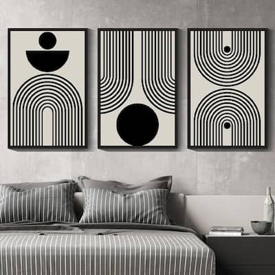 Minimalist Sun Lines Framed Canvas Painting Artwork