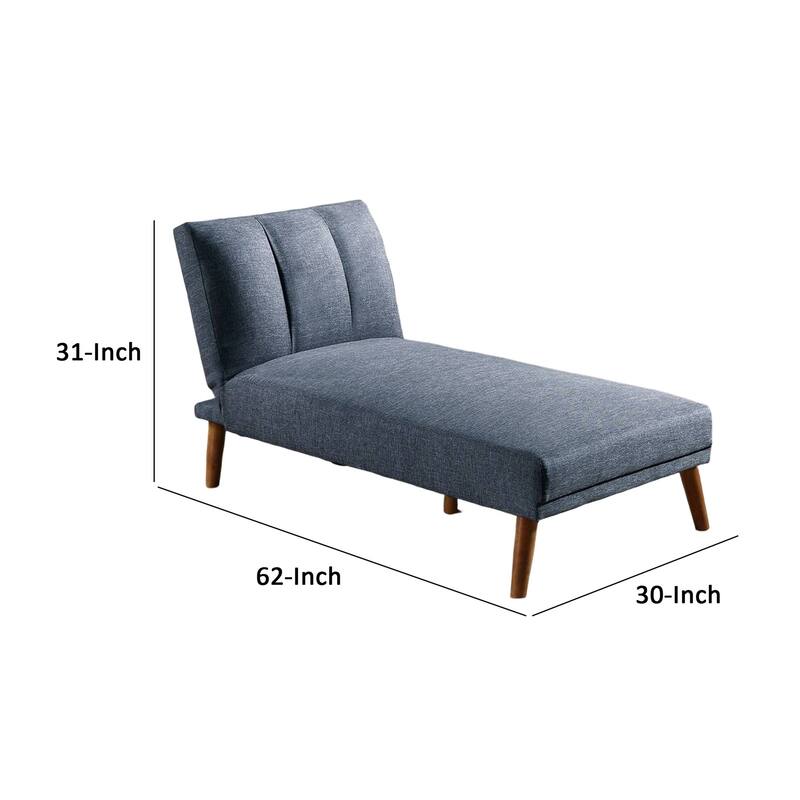 Dora 62 Inch Modern Adjustable Chaise Lounger with Channel Tufting, Blue