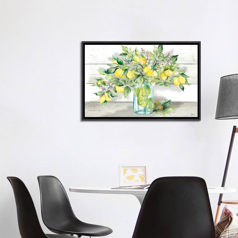 iCanvas "Watercolor Lemons in Mason Jar Landscape" by Tre Sorelle Studios Framed