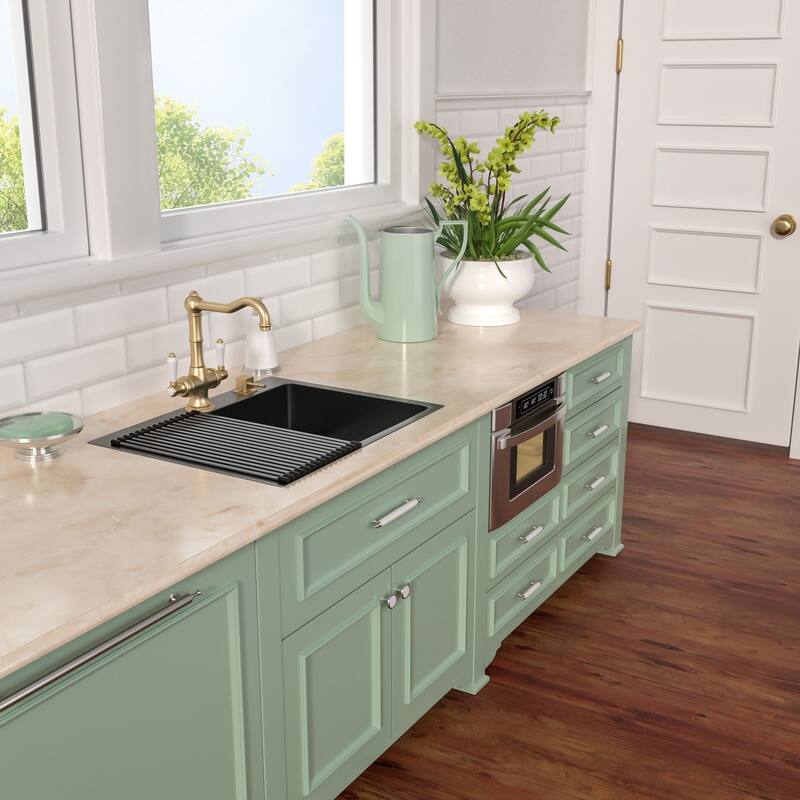 Lordear 28-inch Gunmetal Black Topmount 16 Gauge Stainless Steel Kitchen Sink.