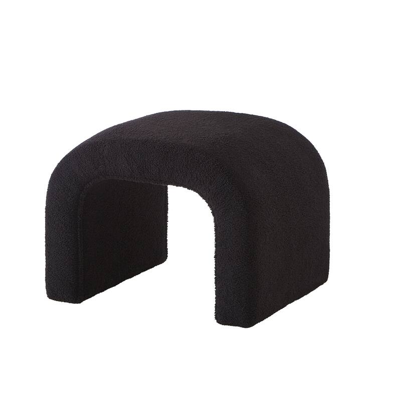 Set of 3 U-Shaped Modern Bench Teddy Ottoman Bench for Entryway, Bedroom End of Bed, Set of 3 Small Sofa Footrest