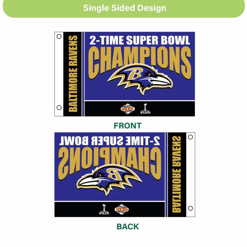 Baltimore Ravens Single Sided Flag w/ 2 Grommets, 3'x5'