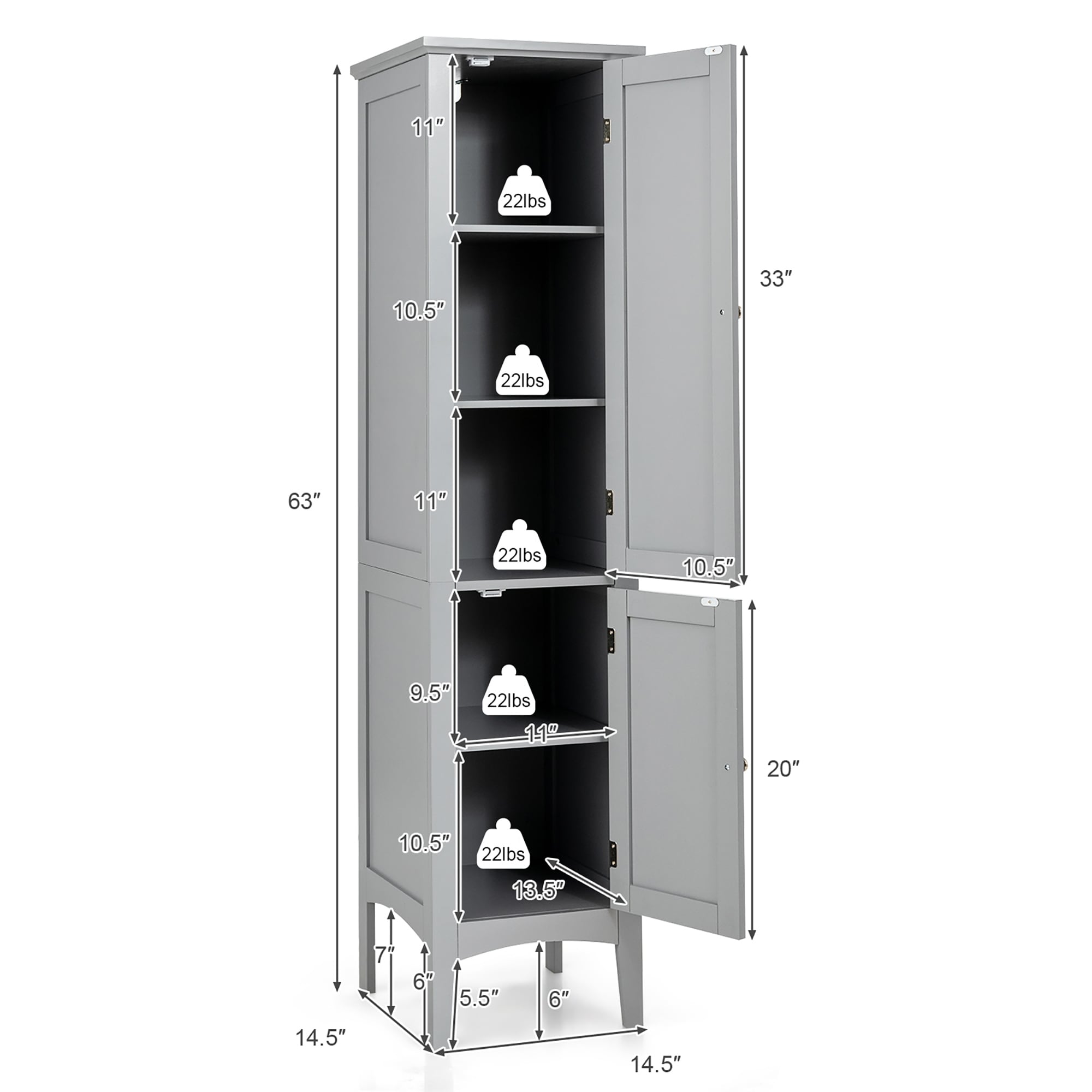 Bathroom Tower Storage Cabinet - 6 W x 13 D x 55.25 H - On Sale - Bed  Bath & Beyond - 28302754