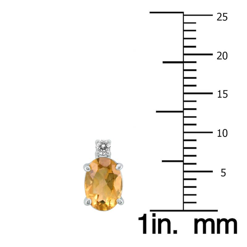 Marquee 14K White Gold 6x4MM Oval Citrine and Diamond Earrings