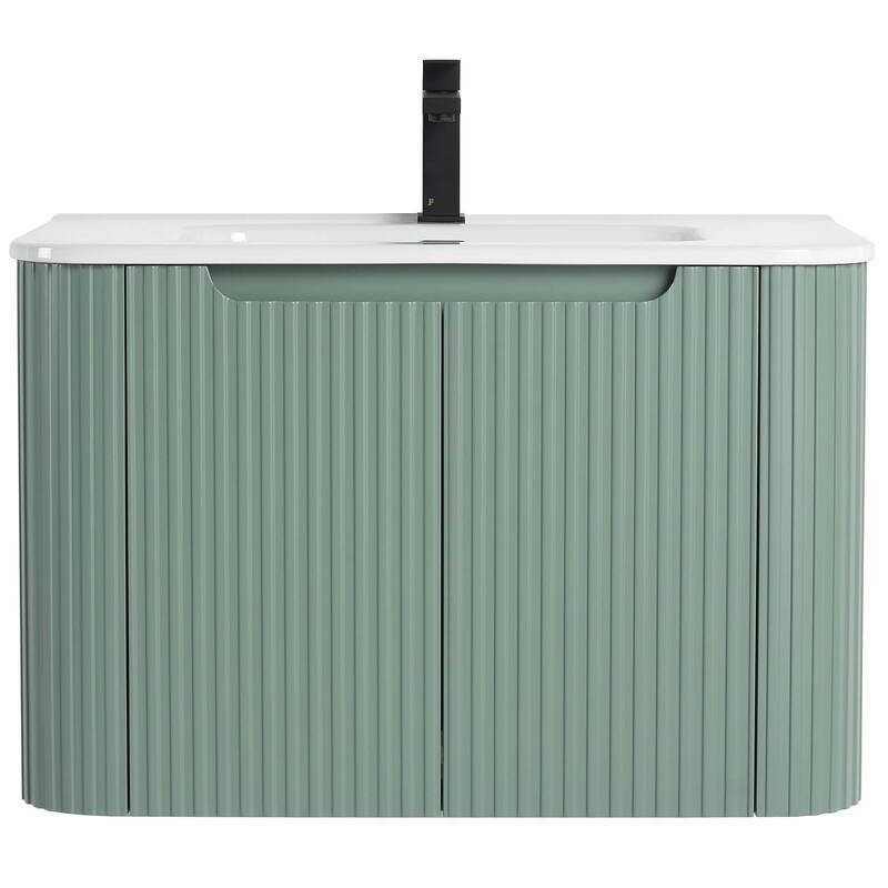 Caskvalley Modern Bathroom Vanity with Straight Fluted Design - Sink Included