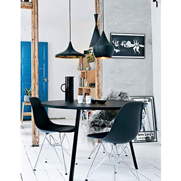 Set of 2 Modern Designer Plastic Dining Chairs with Aluminum Metal Legs, Accent Side Chairs