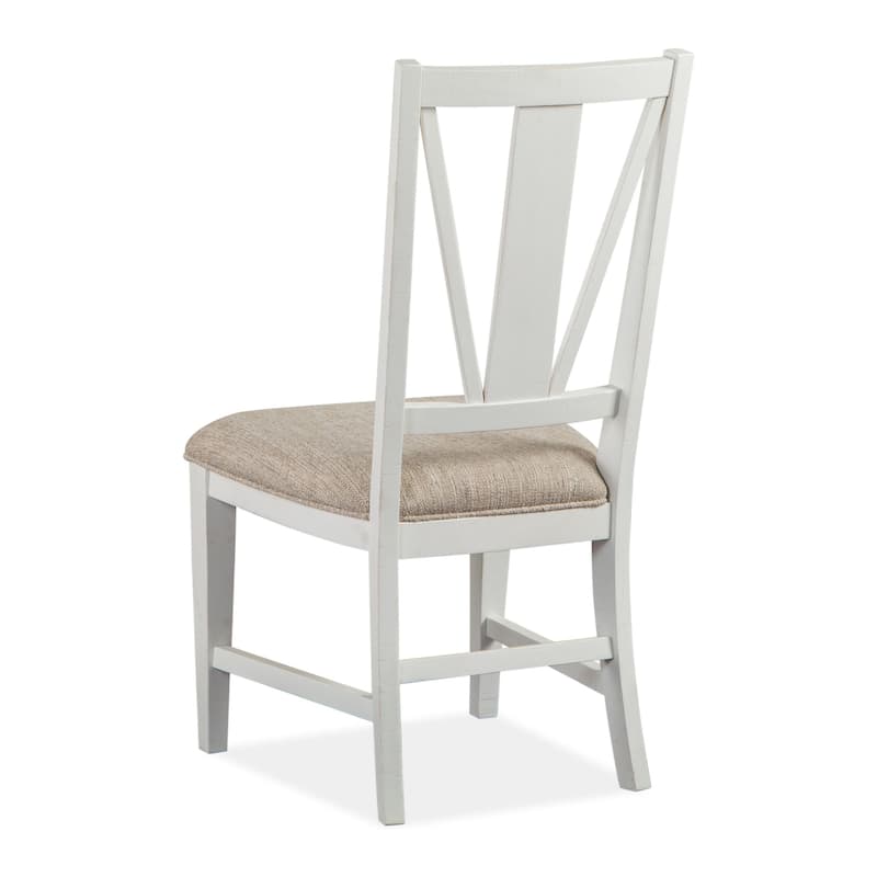 Magnussen Home Heron Cove Chalk White And Dovetail Grey Upholstered Side Chair Two Pack - 19.75''W x 23.25''D x 40''H