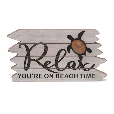 CoTa Global Coastal Sea Turtle Relax Sign - Nautical Themed Home Decor - 10.5Lx5.8Wx0.4D inches