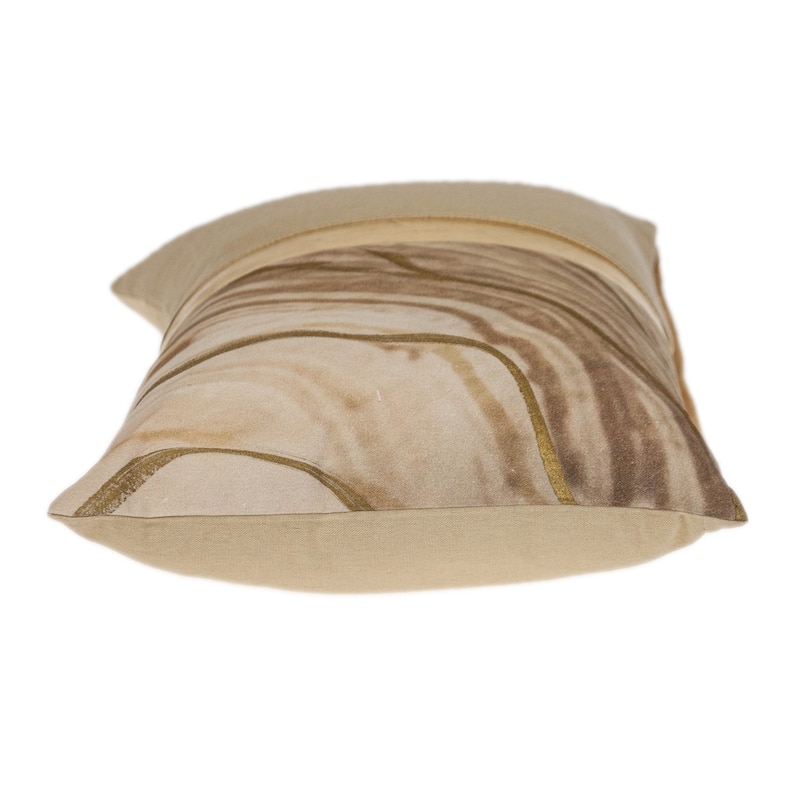 Striped Rectangular Lumbar Throw Pillow - 20" - Beige and Gold