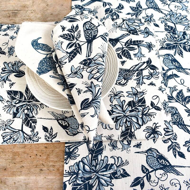 French Home Set of 4 Honeysuckle Napkins - Indigo