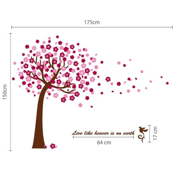 dimension image slide 1 of 3, Walplus Huge Pink Tree Classic Live Laugh Love Quote Home Wall Sticker