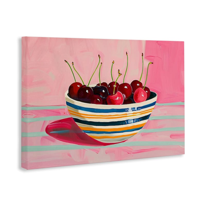 Stupell Bowl of Cherries on Pink Canvas Wall Art Design By Arlington Prints
