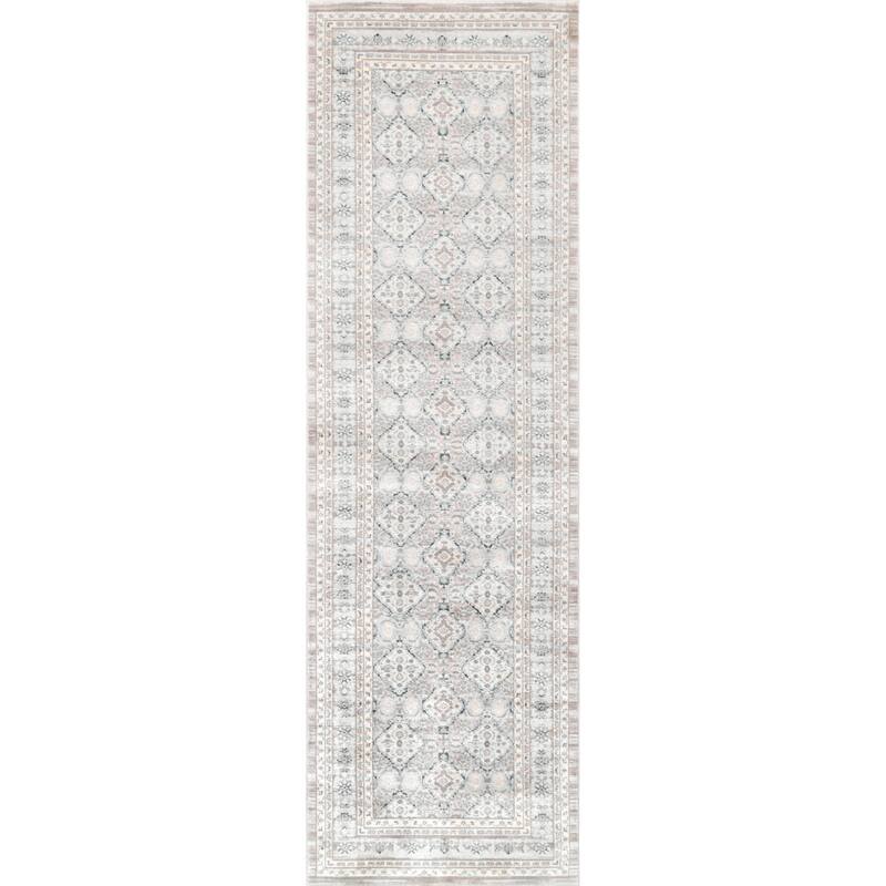 Nuloom Ivory/Blue/Taupe Traditional Ornamental Diamonds Area Rug