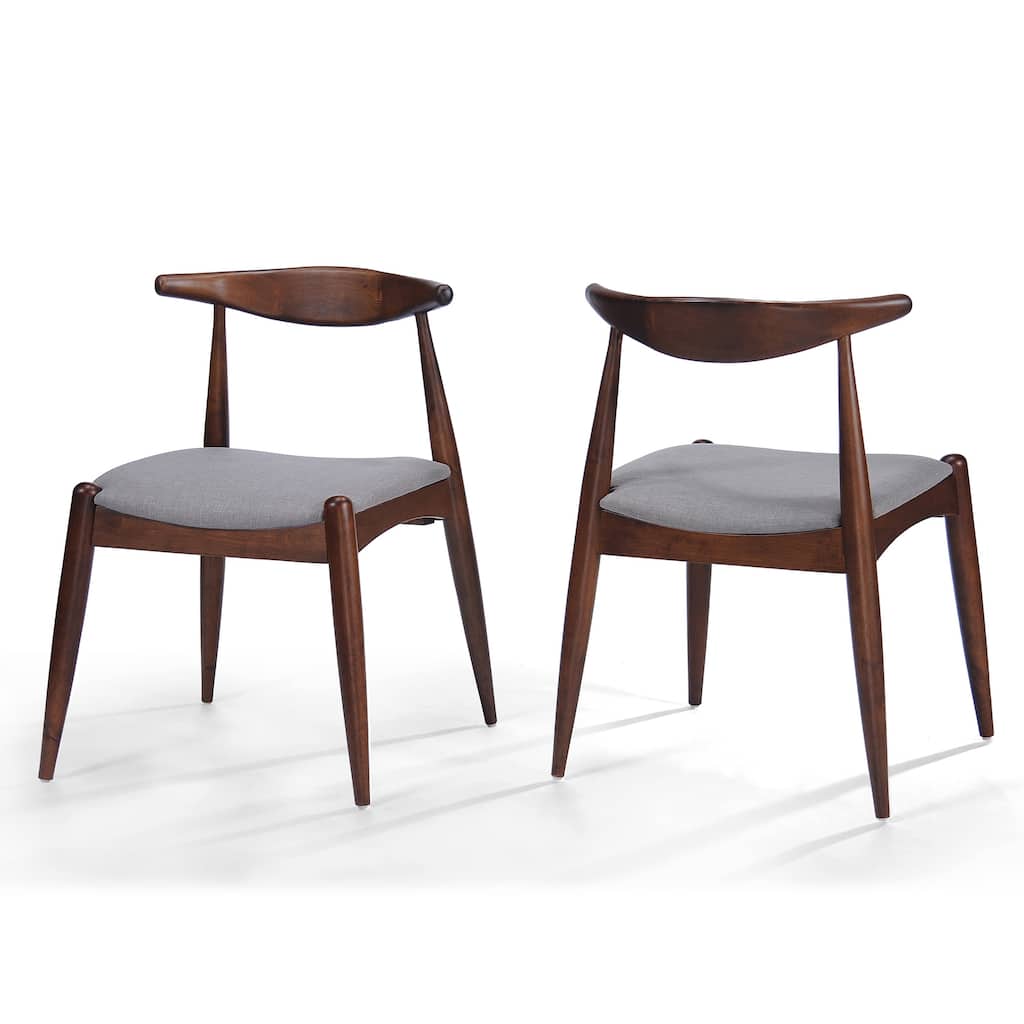 Syma Dining Side Chair Set of 2, Open Curved Back, Dark Brown Wood