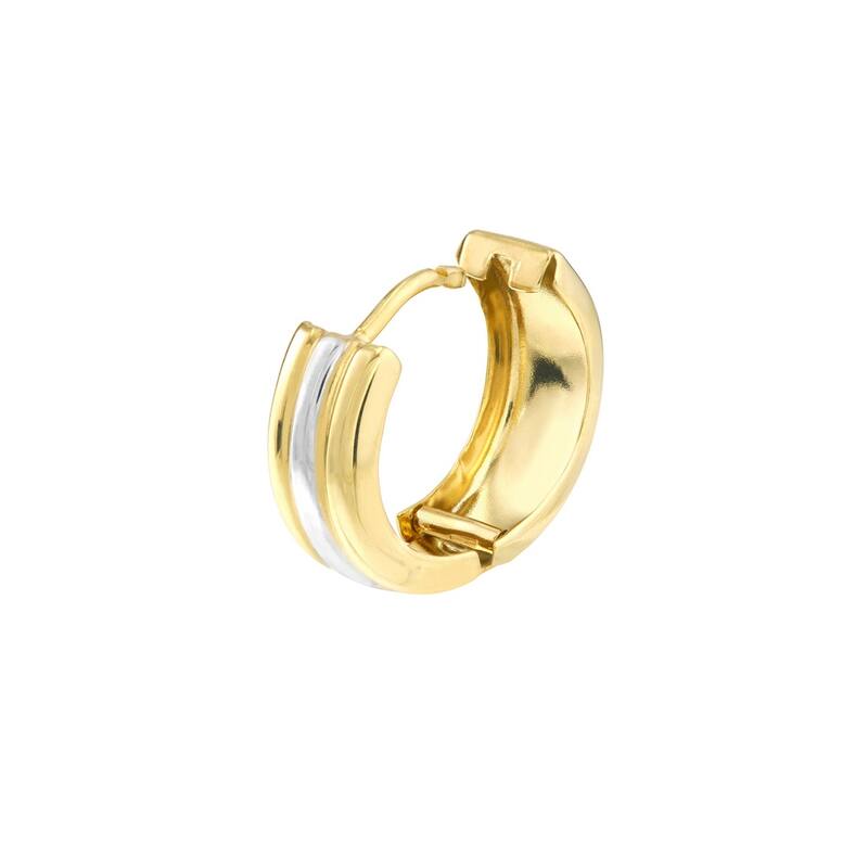 Curata 10k Two Tone Two Tone Segmented Round Hoop Earrings - 4.30x2mm