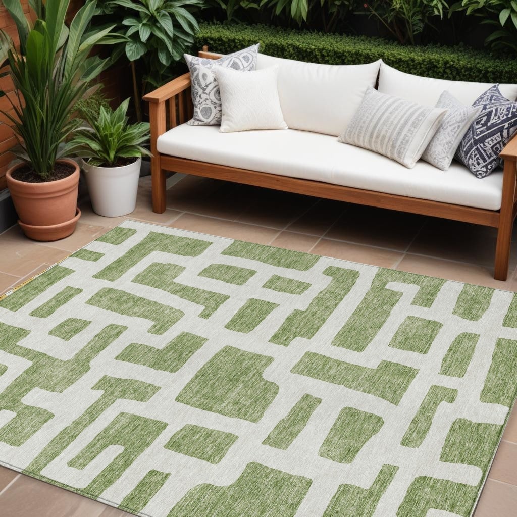 HomeRoots Abstract Transitional Rectangle Outdoor Rug