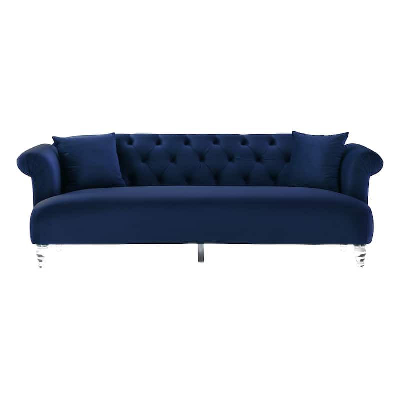 Armen Living Elegance Sofa in Velvet with Acrylic Legs