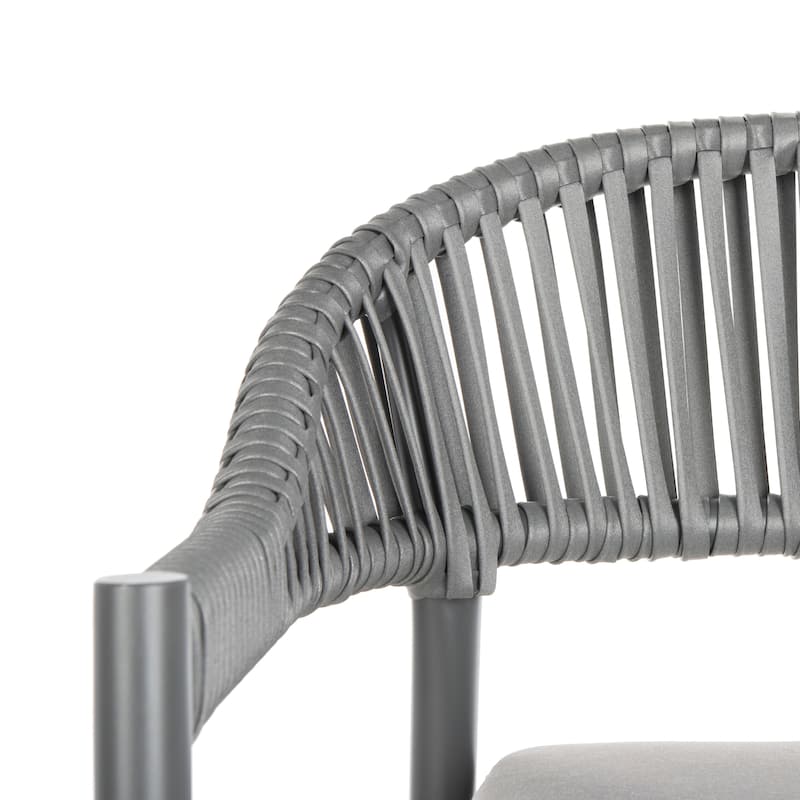SAFAVIEH Outdoor Shae Rope Chair - Grey (Set of 2) - 22Wx24Dx31H