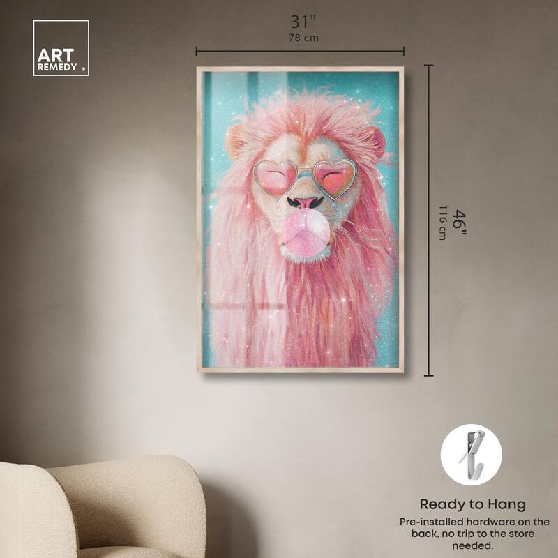 Pastel Lion Bubblegum Shadowbox by Art Remedy