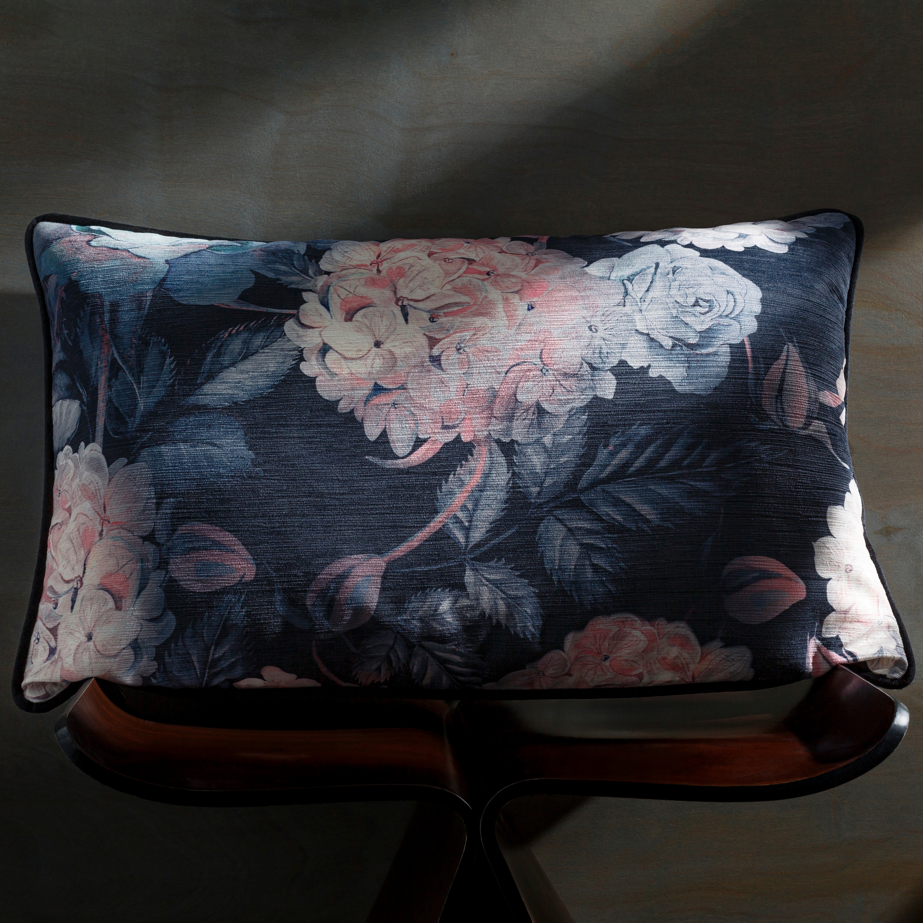 Ellen Moody Floral Velvet 22-inch Lumbar Throw Pillow