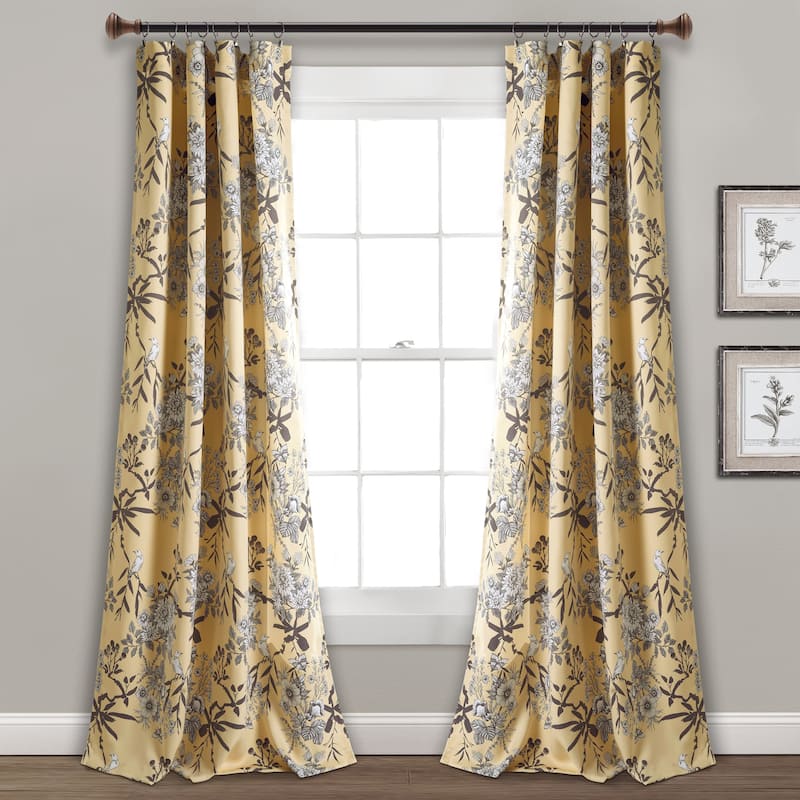The Gray Barn Dogwood Floral Curtain Panel Pair - 84 Inches - Yellow