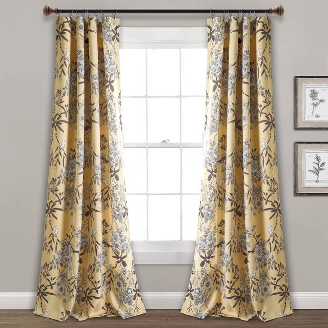 The Gray Barn Dogwood Floral Curtain Panel Pair - 84 Inches - Yellow