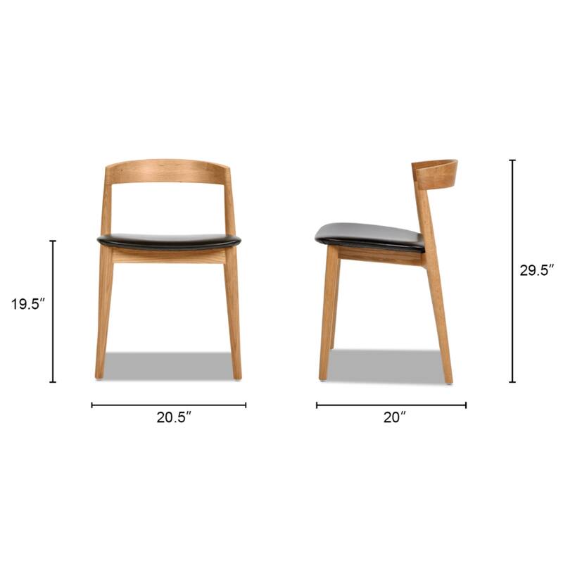 Raven 20.5" Mid-Century Modern Sculpted Oak Wood Dining Chair