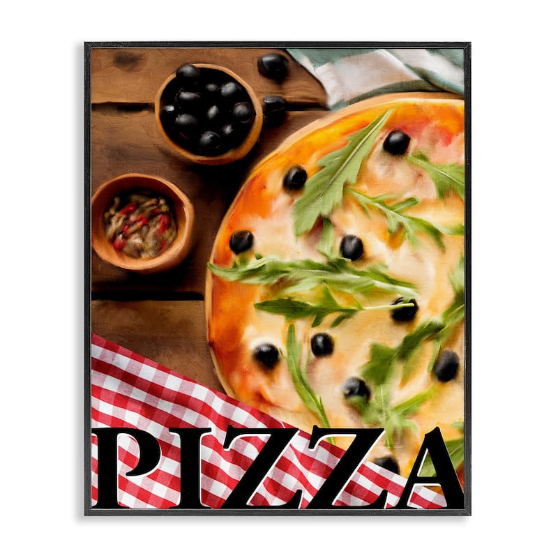 Stupell Flavorful Traditional Pizza Framed Giclee Art Design By Kim Allen - 24 x 30 - Black