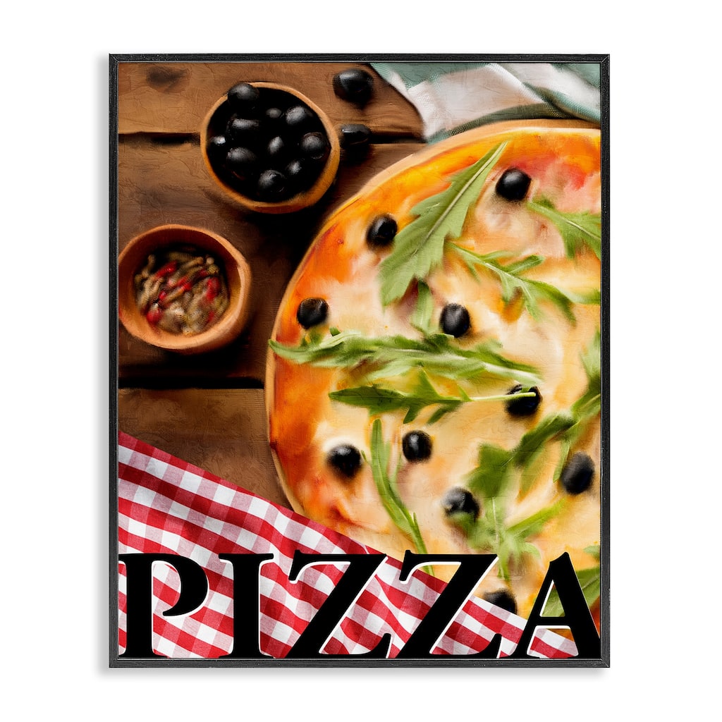Stupell Flavorful Traditional Pizza Framed Giclee Art Design By Kim Allen