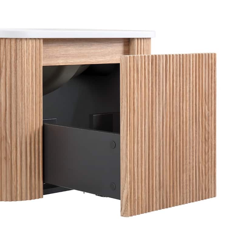 24 Inch Wall Mounted Bathroom Vanity With Sink,Integrated Cultured Marble,Floating Vanity Cabinet With Soft Close Drawer
