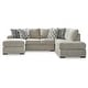 preview thumbnail 2 of 6, Signature Design by Ashley Calnita Beige 2-Piece Sectional with Chaise - 125" W x 88" D x 41" H