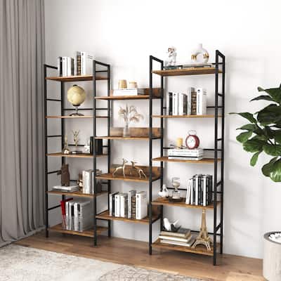 Industrial Retro Wooden 5-shelf Bookshelves