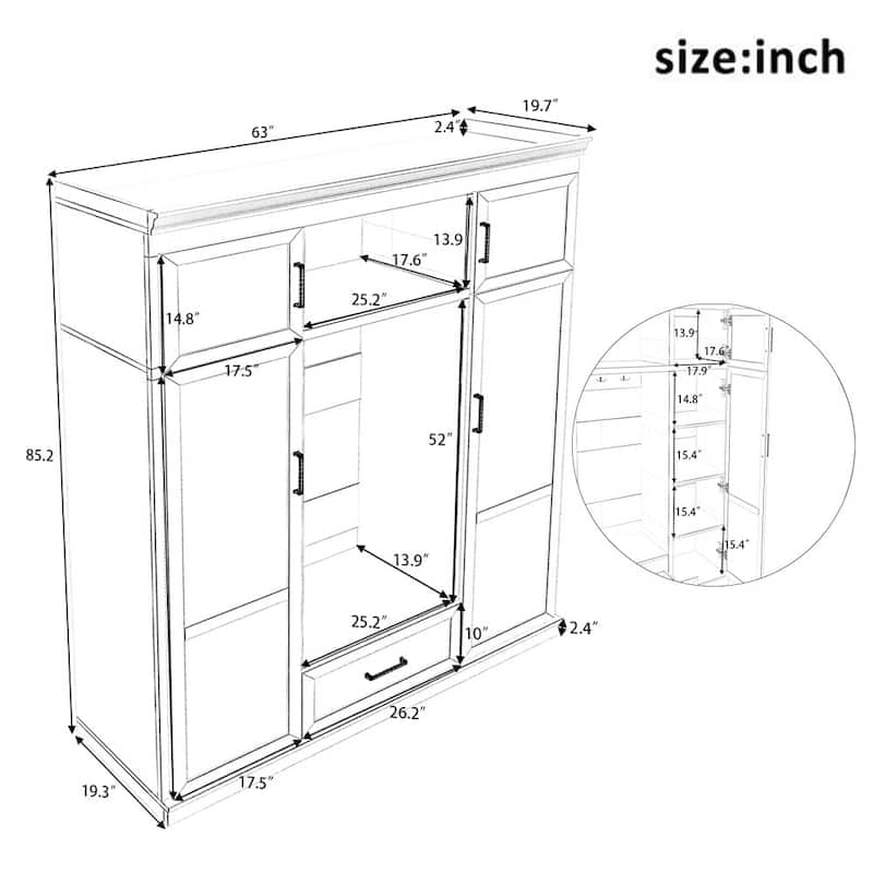Modern 85.2''H Entryway Hall Tree Storage Organizer Cabinet with Bench and 3 Hooks