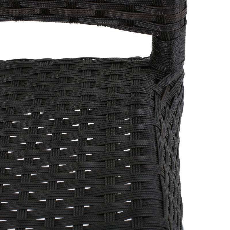 Set of 2 Wicker Bar Stool, Patio Outdoor High Chair, Cafe Counter Stool, Bistro Bar Chair, Island Chair, High Back Bar Stool