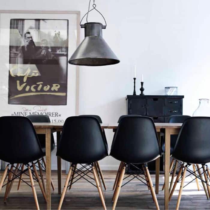 Plastic Eiffel Chairs Solid Wood Legs Molded Modern Armless Side Dining For Kitchen Work Office