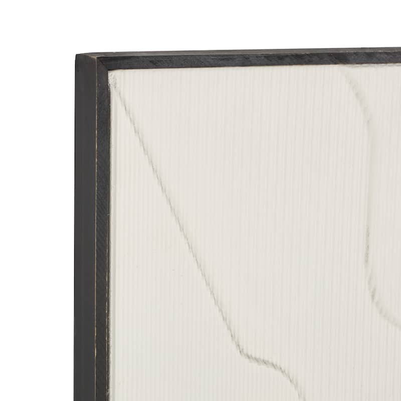 White Wood Geometric Home Wall Decor with Black Frame (Set of 2)
