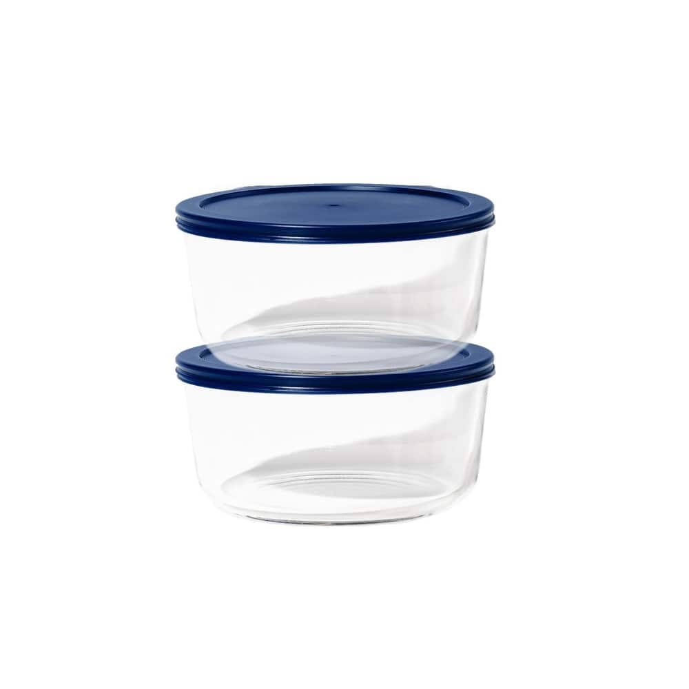 Glass Food Storage Containers Set - Round, 6.5-Cup (52oz) BPA-Free, Microwave & Oven Safe, Airtight Lids