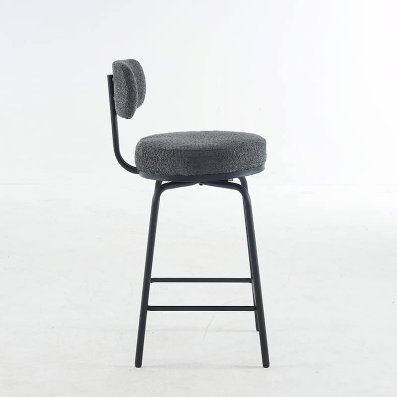 Modern Swivel Bar Stools Set of 2, Boucle Upholstered Counter Height Bar Chairs