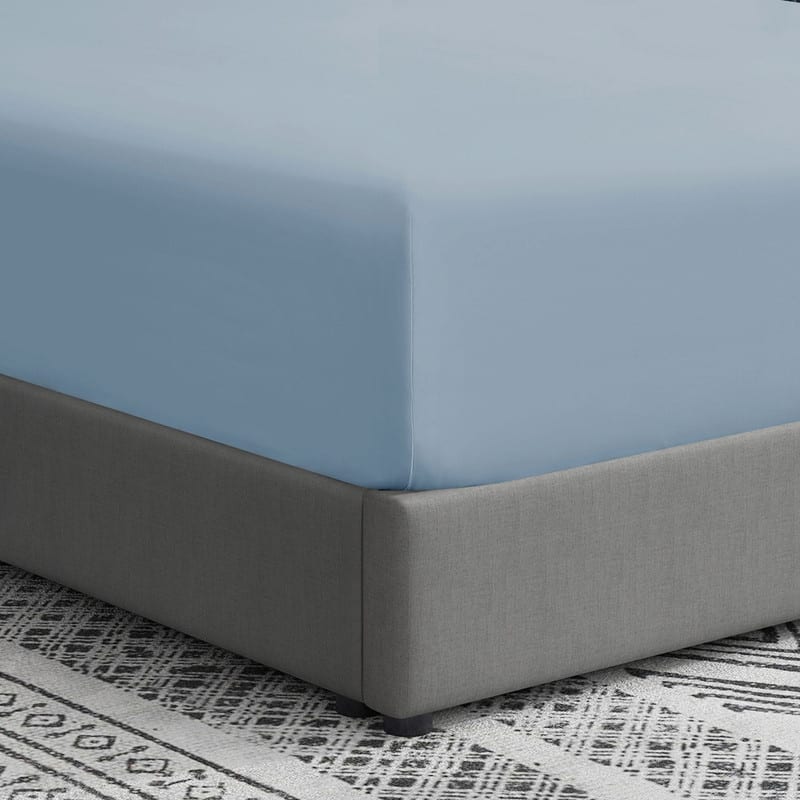 Swift Home Double Brushed Microfiber 16-Inch Deep Pocket Single Fitted Sheet - Twin XL - Blue Fog
